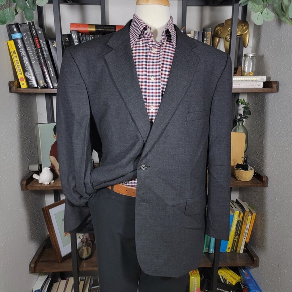 Pronto Uomo Men's Sport Coat Charcoal Gray Solid Wool Comfort‎ Stretch Size 50R